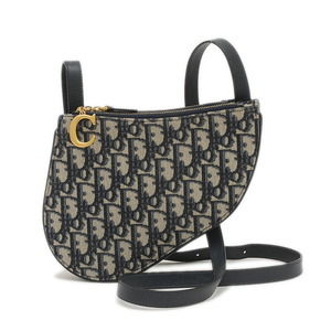 Dior Oblique Saddle Shoulder Bag Navy Blue Jacquard